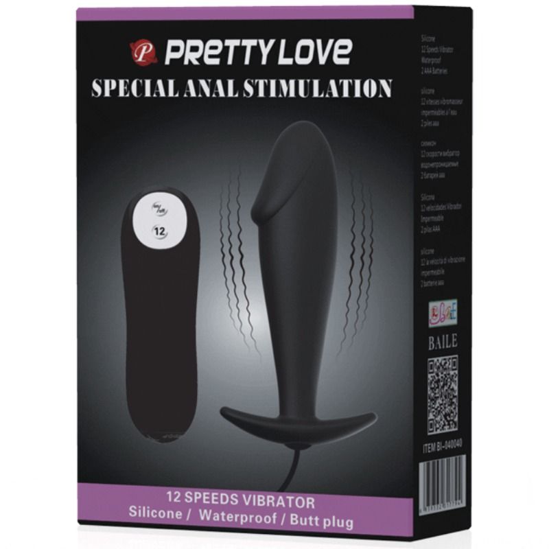 PRETTY LOVE - SILICONE ANAL PLUG FORMA DE PÊNIS E 12 MODOS DE VIBRAO PRETO - Image 7