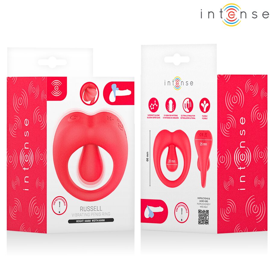INTENSE - RUSSELL ANILLO VIBRADOR CON ESTIMULACIÓN DE CLÍTORIS ROJO - Image 2