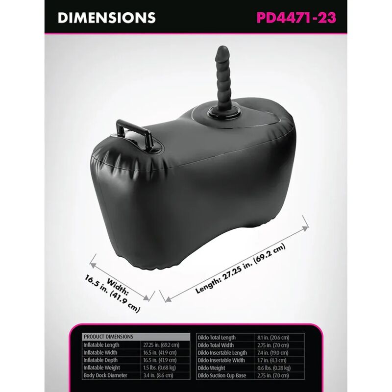 FETISH FANTASY SERIES - SILLÓN HINCHABLE BODY DOCK CON DILDO 69,2 CM NEGRO - Image 3