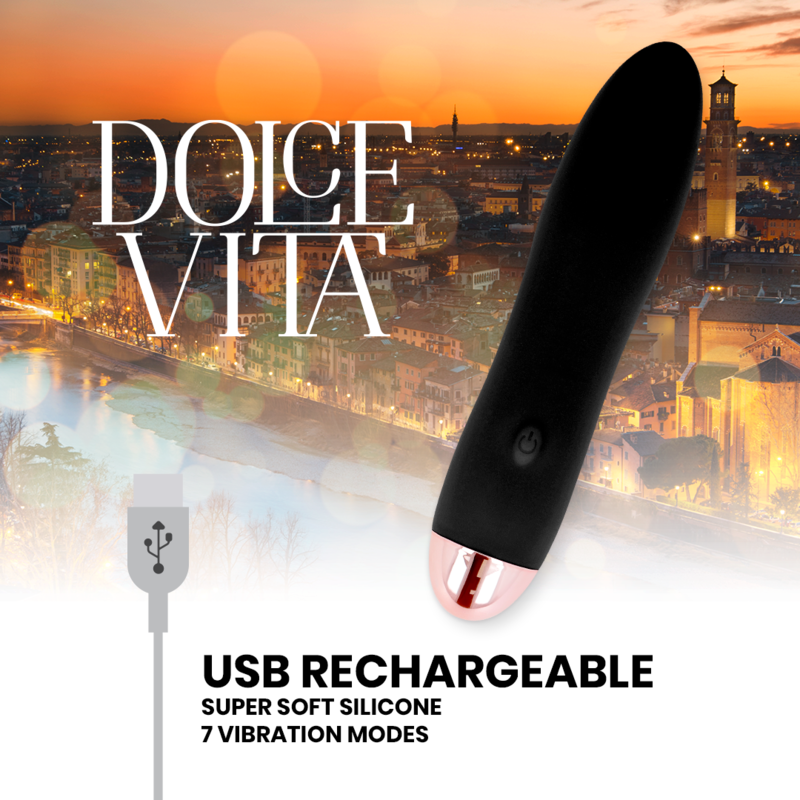DOLCE VITA - VIBRADOR RECARREGÁVEL QUATRO PRETO 7 VELOCIDADES - Image 3