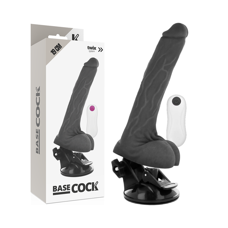 BASECOCK - VIBRADOR DE CONTROLE REMOTO REALISTA PRETO 19 CM