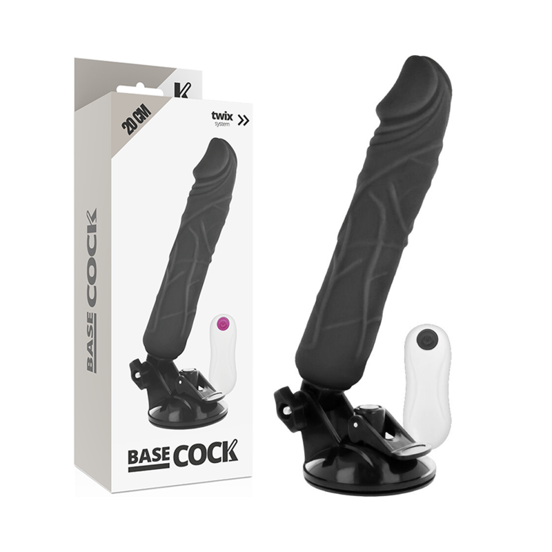 BASECOCK - VIBRADOR  DE CONTROLE REMOTO REALÍSTICO PRETO 20 CM