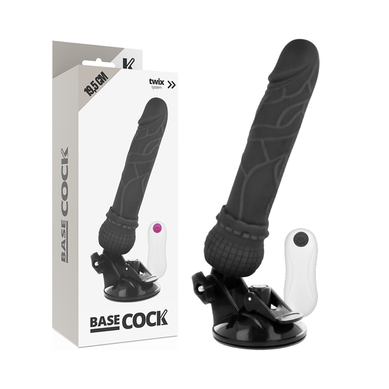 BASECOCK - VIBRADOR DE CONTROLE REMOTO REALISTA PRETO 19,5 CM