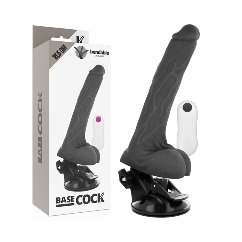 BASECOCK - VIBRADOR ARTICULÁVEL CONTROLE REMOTO PRETO 18,5 CM