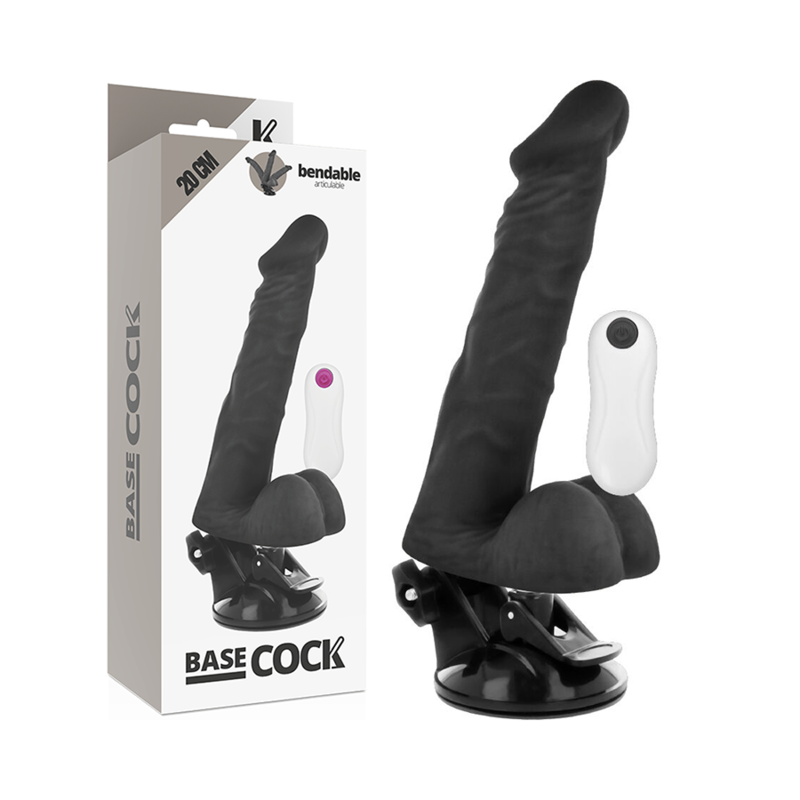 BASECOCK - VIBRADOR ARTICULÁVEL CONTROLE REMOTO PRETO 20 CM