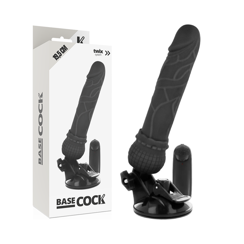 BASECOCK - CONTROLE REMOTO VIBRADOR REALÍSTICO BASECOCK PRETO 19,5 CM