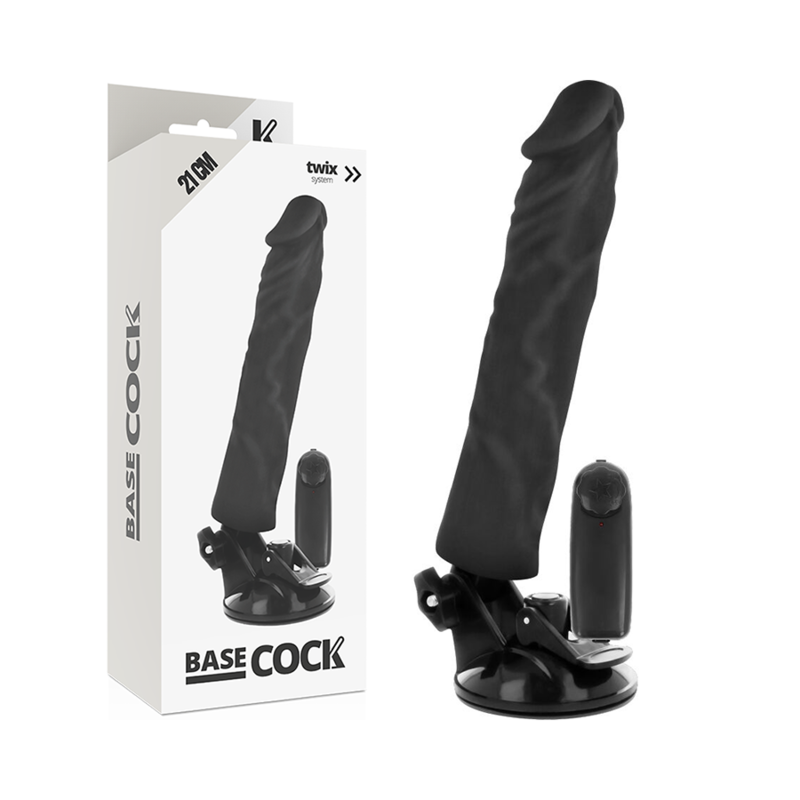 BASECOCK - CONTROLE REMOTO VIBRADOR REALÍSTICO PRETO 21 CM