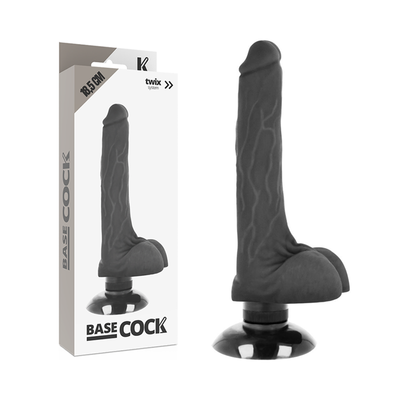 BASECOCK REALISTIC VIBRATOR 2-1 BLACK 18.5 CM