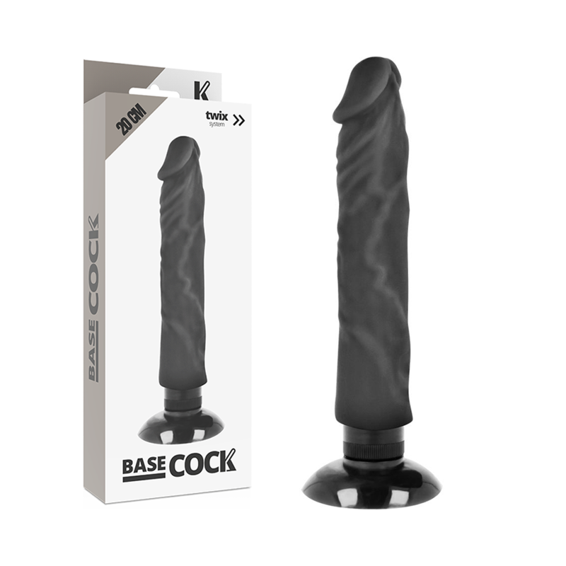 BASECOCK - VIBRADOR REALÍSTICO BASECOCK 2-1 PRETO 20 CM