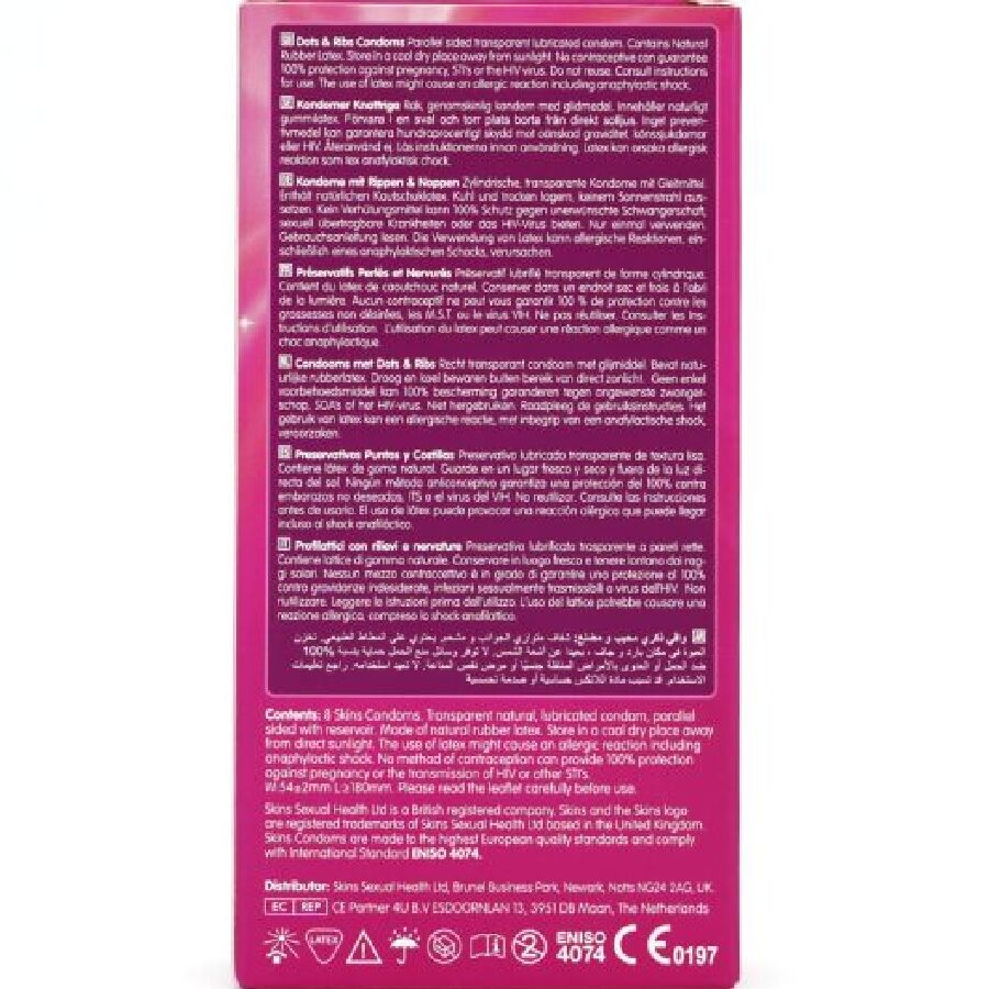 SKINS - DOTS RIBS PREMIUM PRESERVATIVOS PACOTE 8 - Image 4